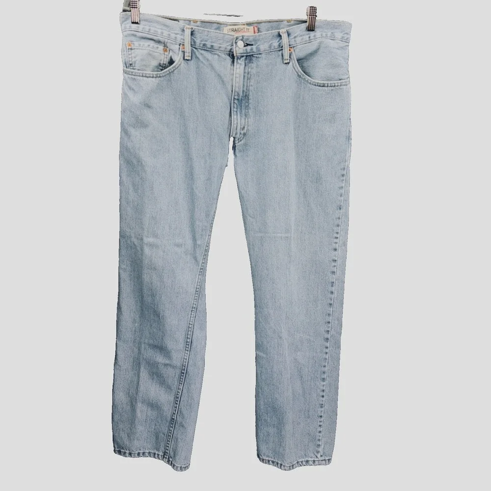 Levi's 505 Straight Fit Jeans Mens 38x32 Light Wash Blue Excellent Denim Cotton